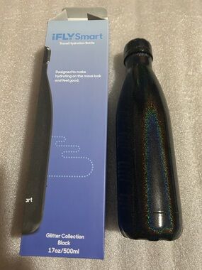 Glitter Black Travel Hydration Bottle
